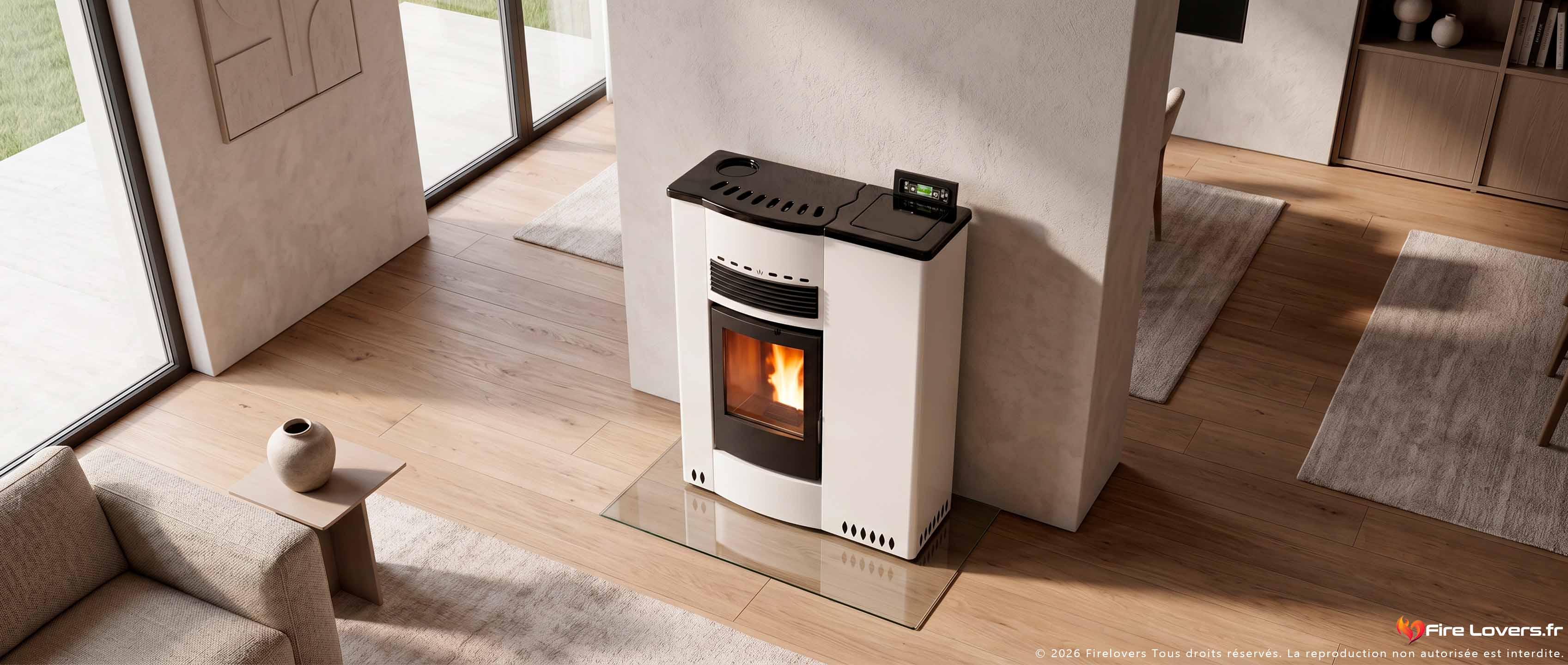 Poêle à granulés couloir Phebo Stufe Talia Maxi Blanc